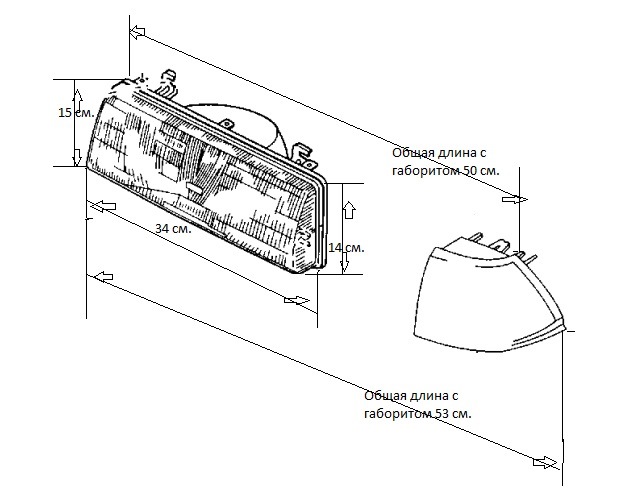 Фара размеры