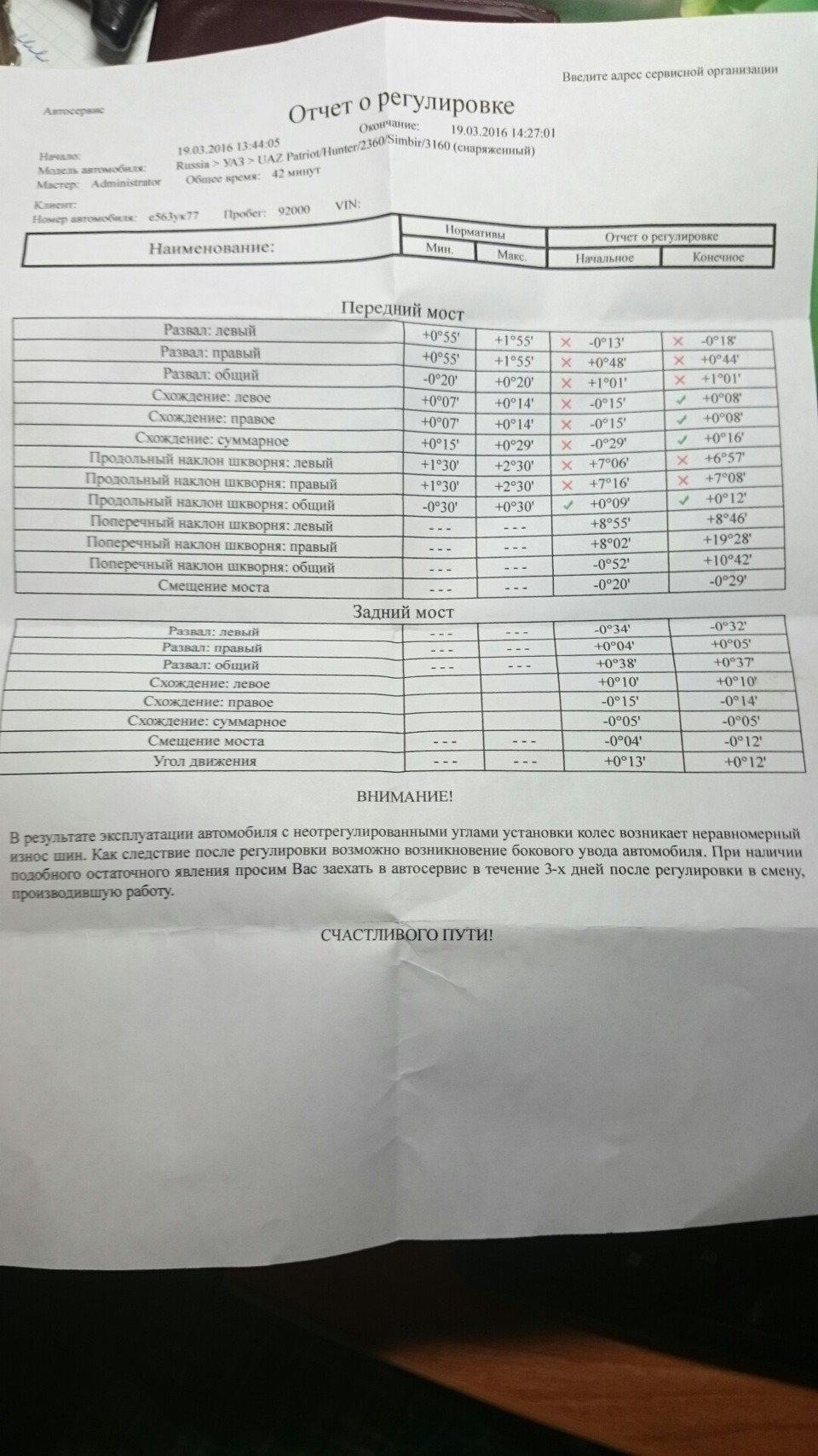 Долгожданная регулировка схождения и новая неприятность — УАЗ 3162, 2,7 ...