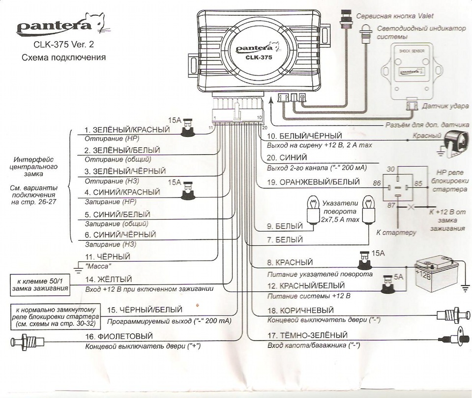 Pantera cl500 схема подключения сигнализации