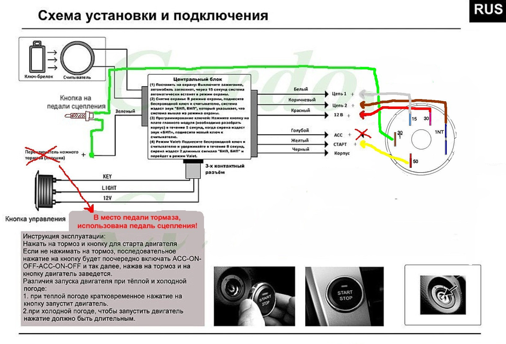 Кнопка старт стоп вайпер схема