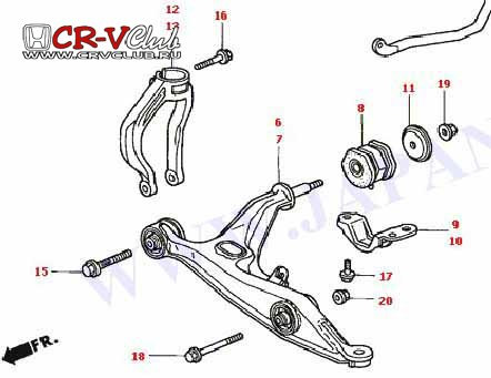 Подвеска honda cr v rd1 схема