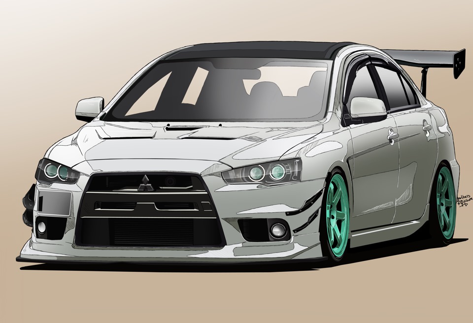 Mitsubishi lancer нарисовать