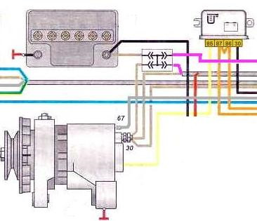 Ваз 2102 схема подключения генератора