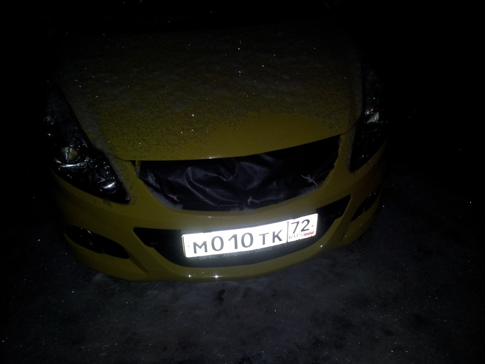 самодельная решетка радиатора-зимний вариант — Opel Corsa D OPC, 1,6 л ...