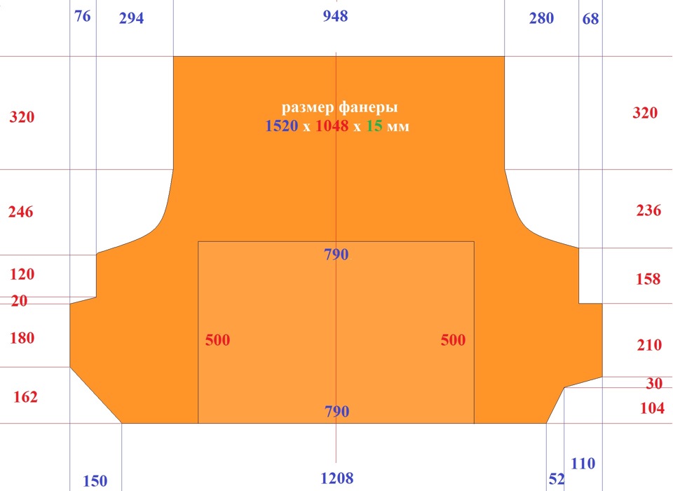 Фальшпол в багажник лада гранта седан своими руками чертежи и размеры