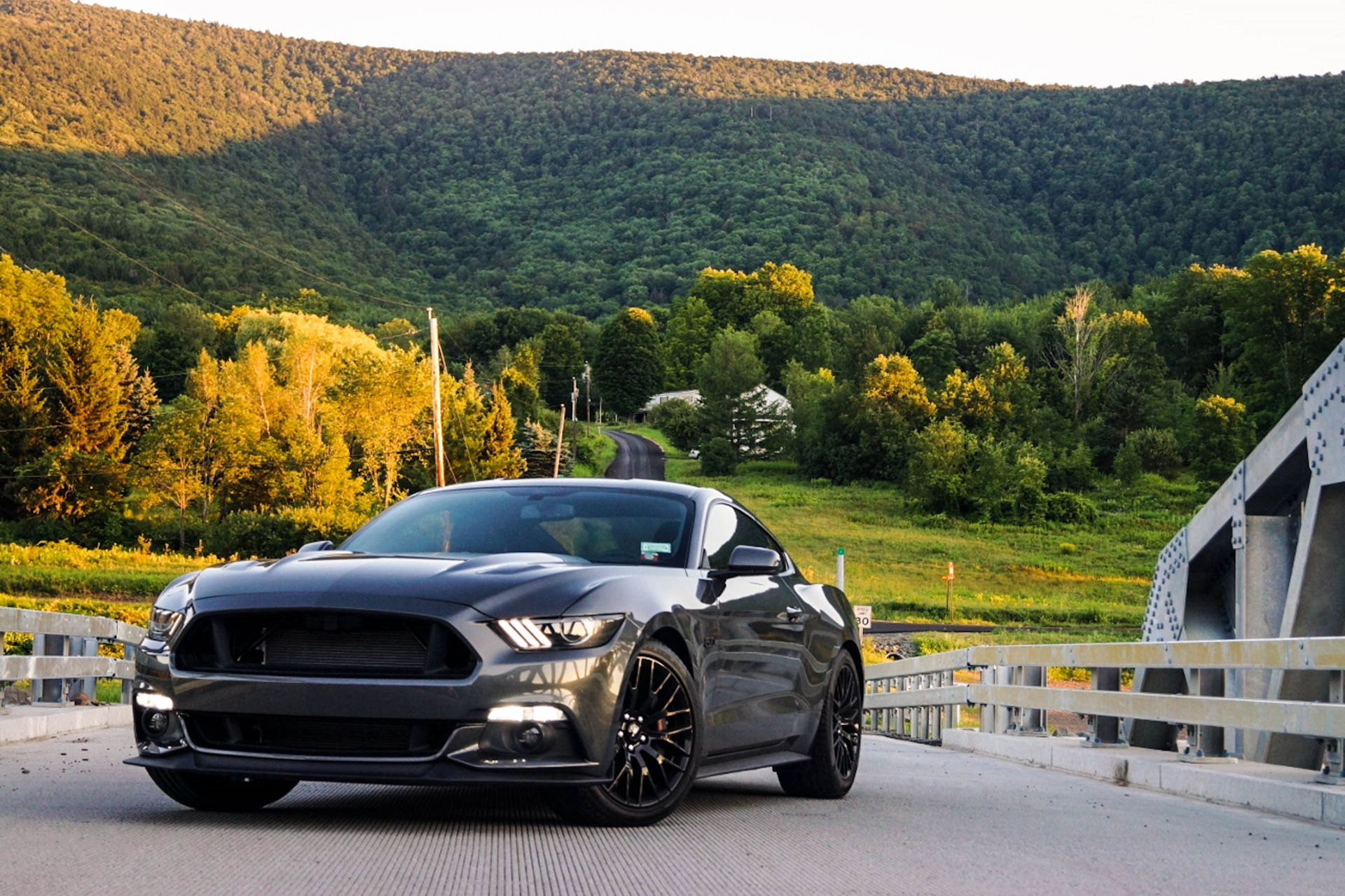 Открытый мир с автомобилями. Ford Mustang Steeda RS чёрный фото.
