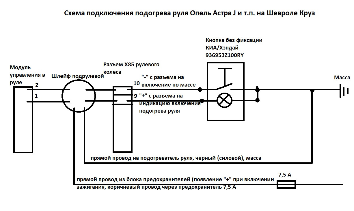 Подогрев электрических схем Установка руля с подогревом и электросхема на Шевроле Круз - DRIVE2