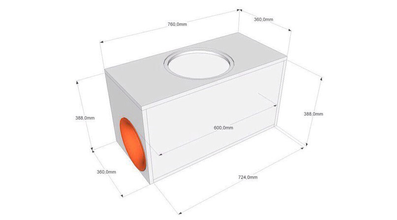 Короб под 15 сабвуфер на трубе чертеж