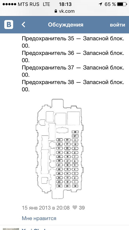 Схема предохранителей хонда интегра