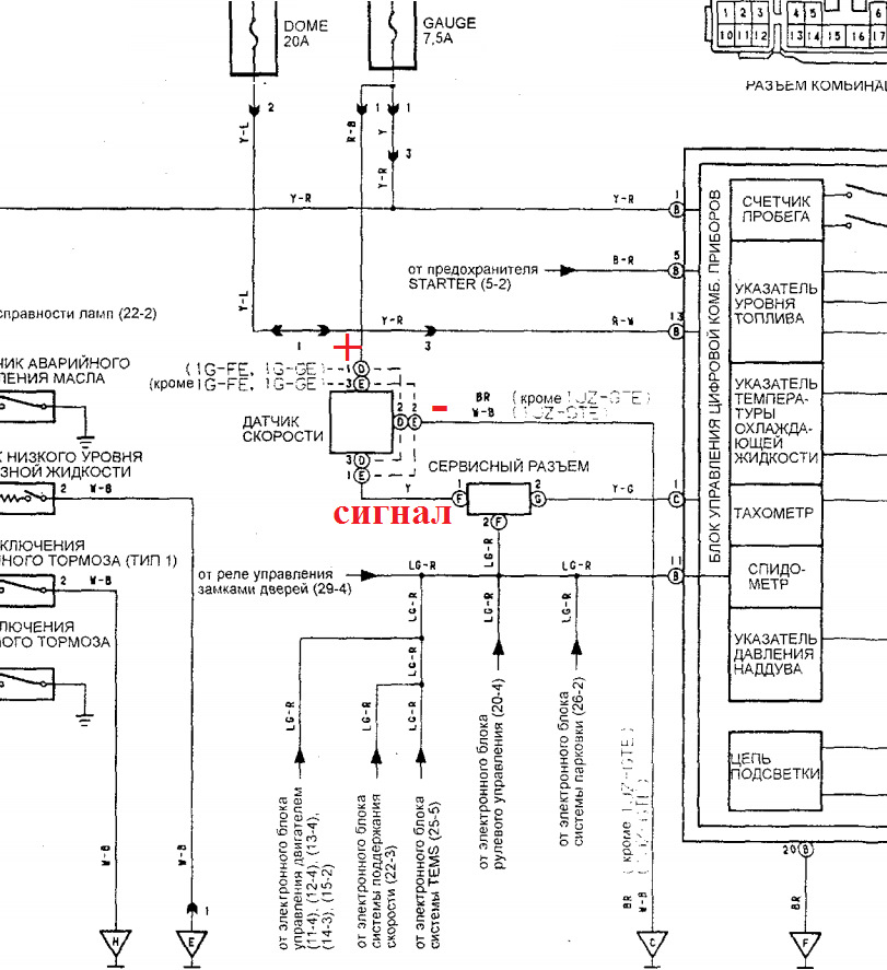 Схема датчика скорости тойота