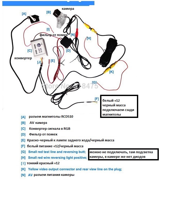 Rcd 510 подключение камеры заднего вида