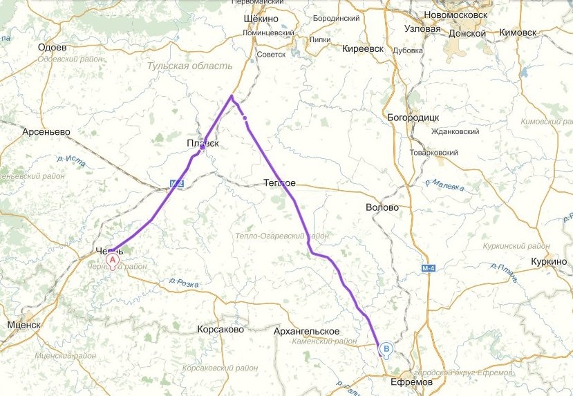 Карта одоев тульской области