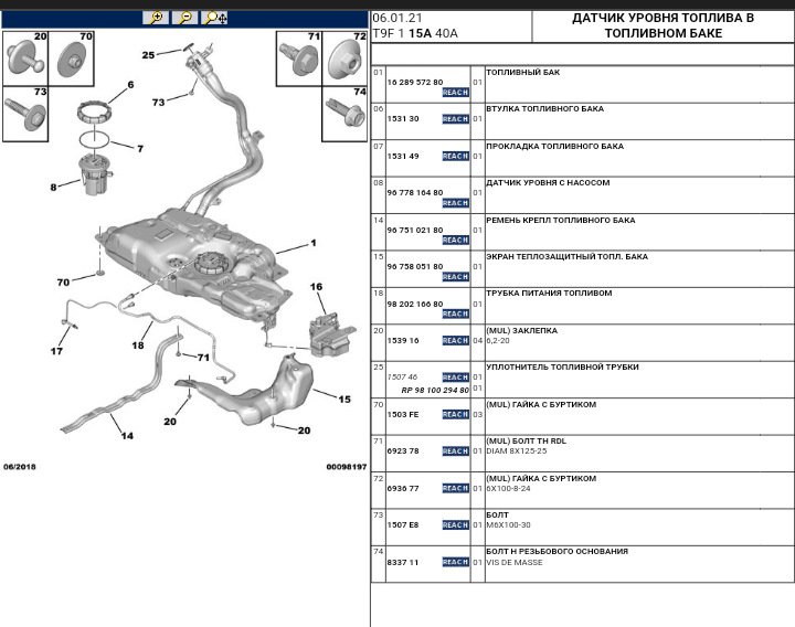 Артикулы / номера запасных частей Peugeot 308 II SW из Servicebox (1) — Peugeot 308 SW (2G), 1
