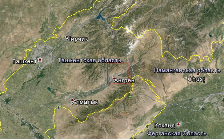 Карта наманганской области со спутника