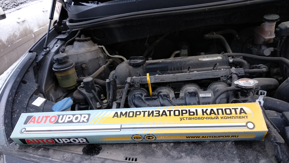 Амортизаторы капота для соляриса. — Hyundai Solaris (1G), 1,6 л, 2016 ...