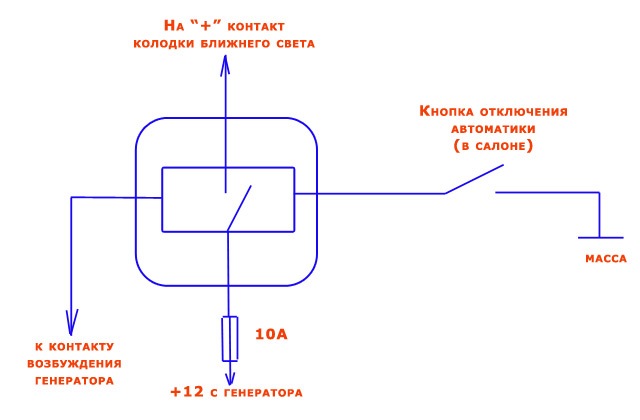 Автосвет от генератора схема