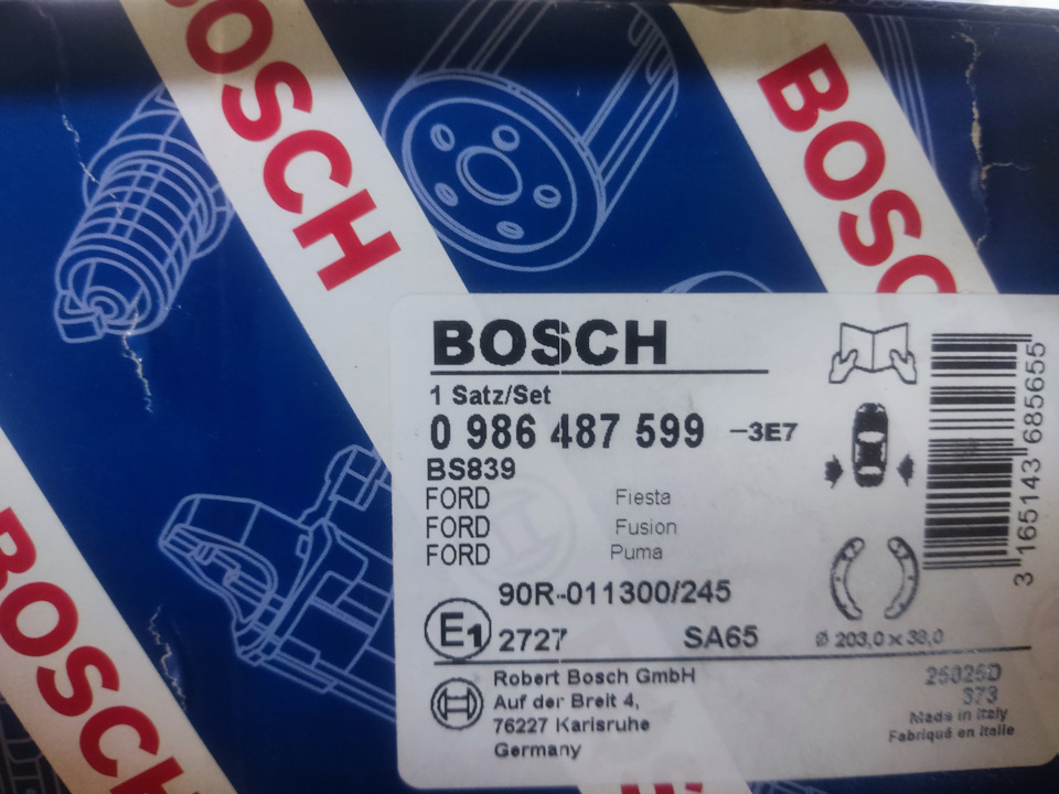 Ну и новые колодки — Ford Fusion. Запчасти на фото: 0986487599, BS839, 90R011300