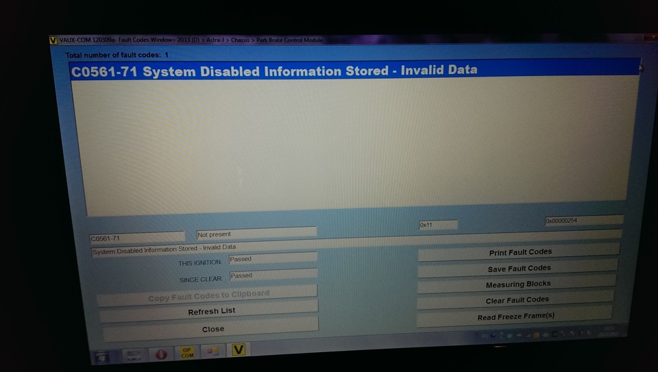 c0561 system disabled information stored
