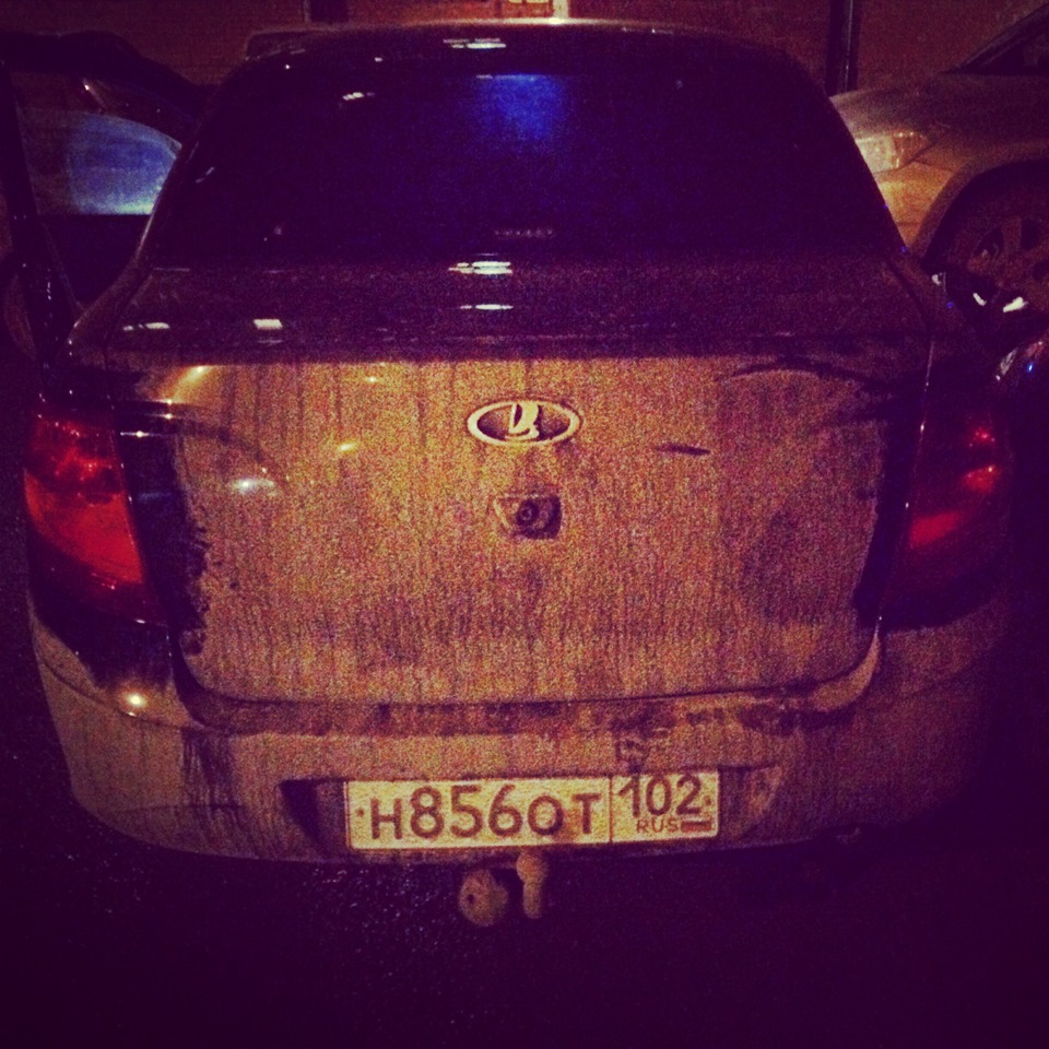 Тонировка фар и полоска на лобовое стекло. — Lada Гранта (1G), 1,6 л ...