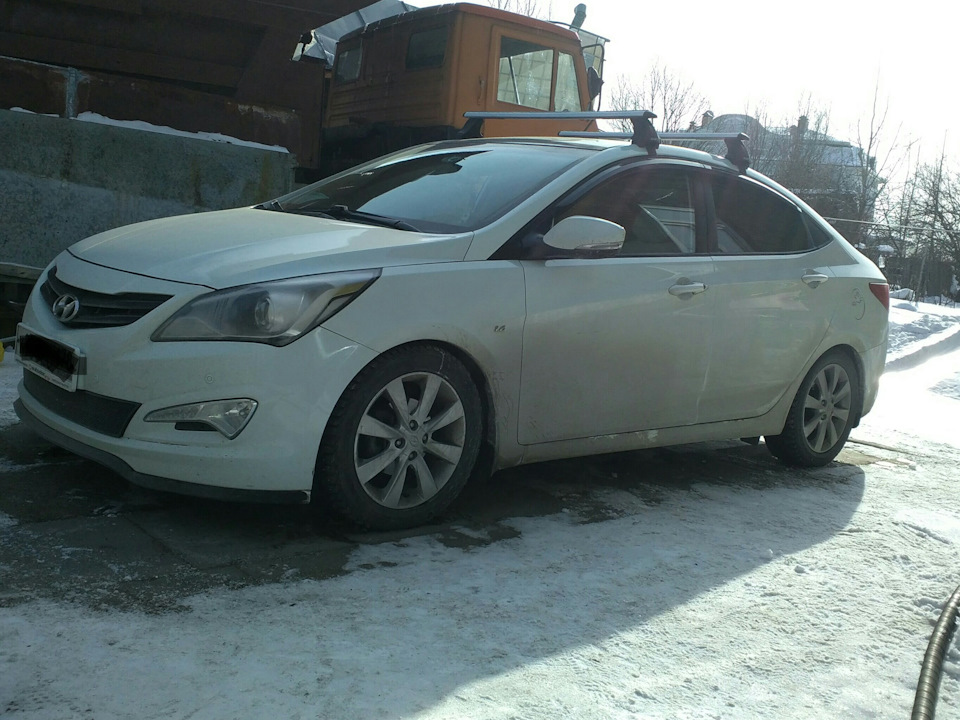 Багажник Atlant на solaris. — Hyundai Solaris (1G), 1,6 л, 2015 года ...
