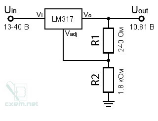 Lm317 на 5 вольт схема