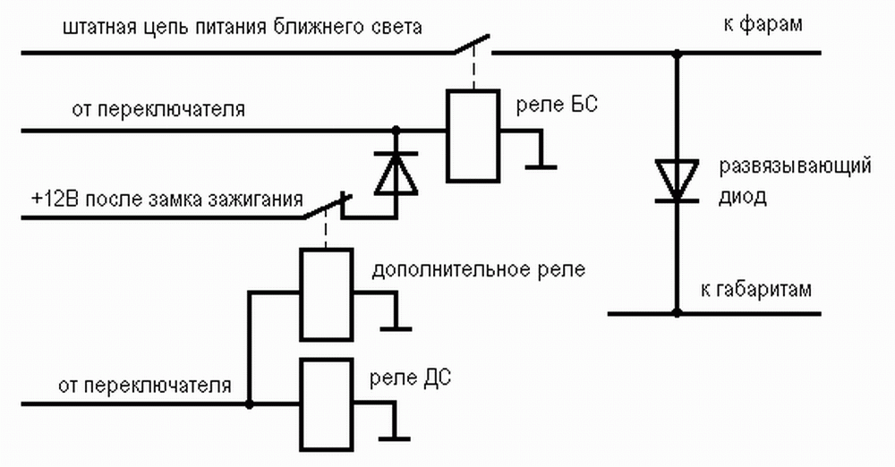 Схема питания реле