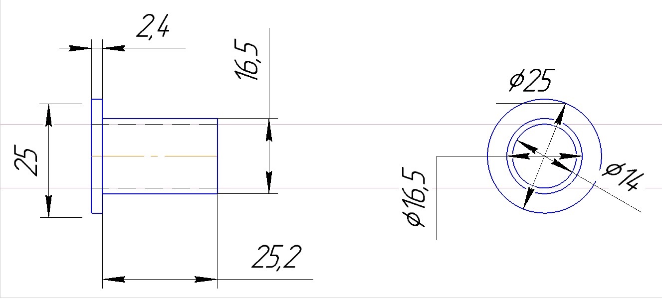 Чертеж цилиндрической втулки