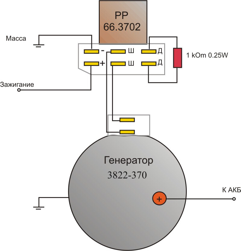 схема подключения генератора автомобиля