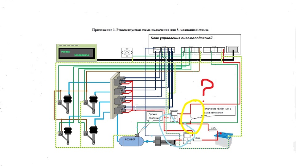 Блок клапанов пневмоподвески схема