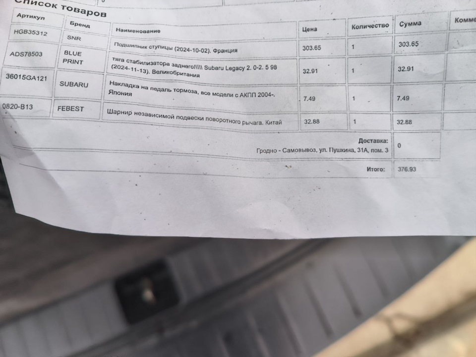 текущее облсуживание — Subaru Outback (BP), 2,5 л, 2007 года | плановое ...