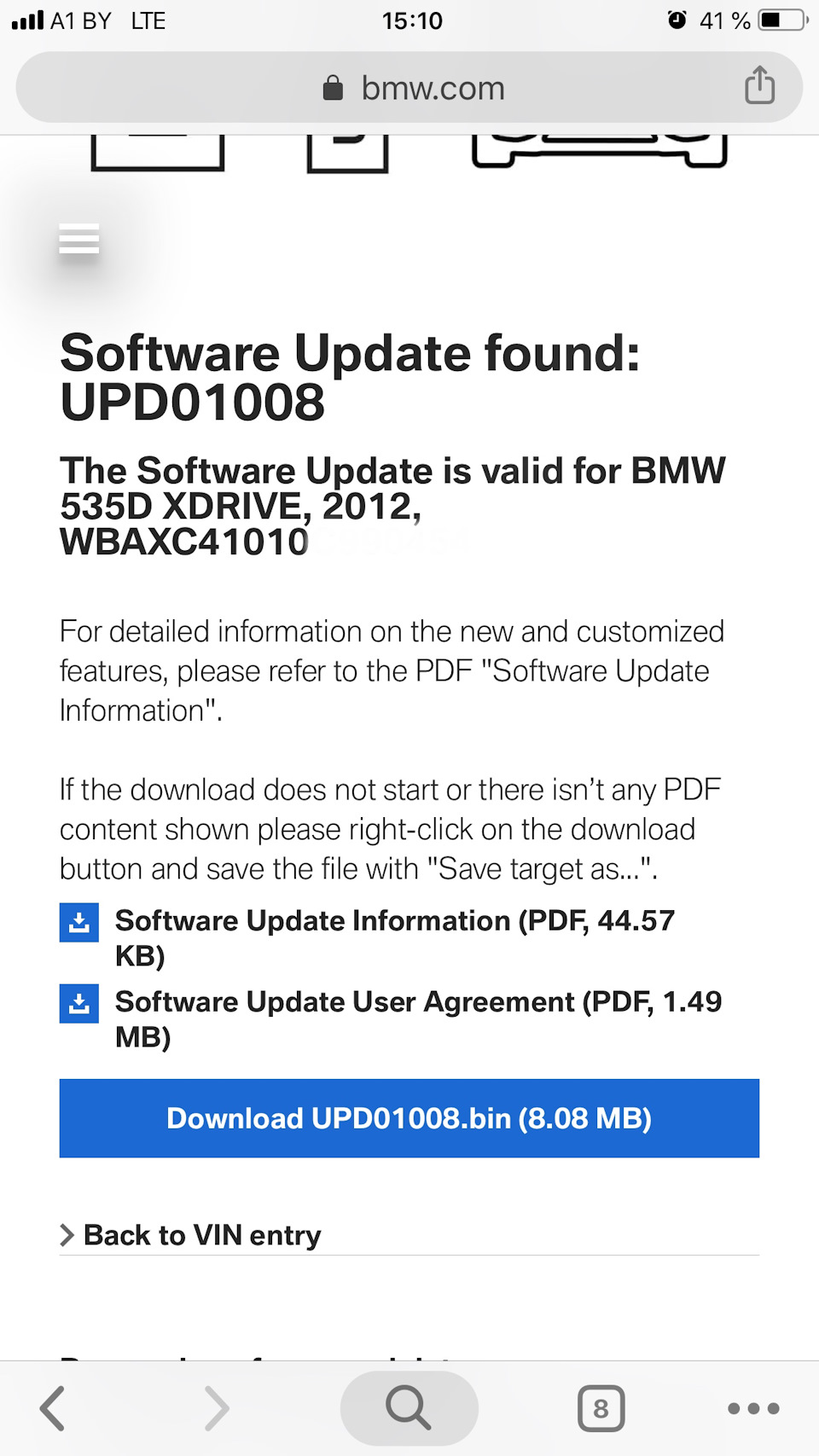 BMW Software update BMW 5 series Gran Turismo F07 3 2012