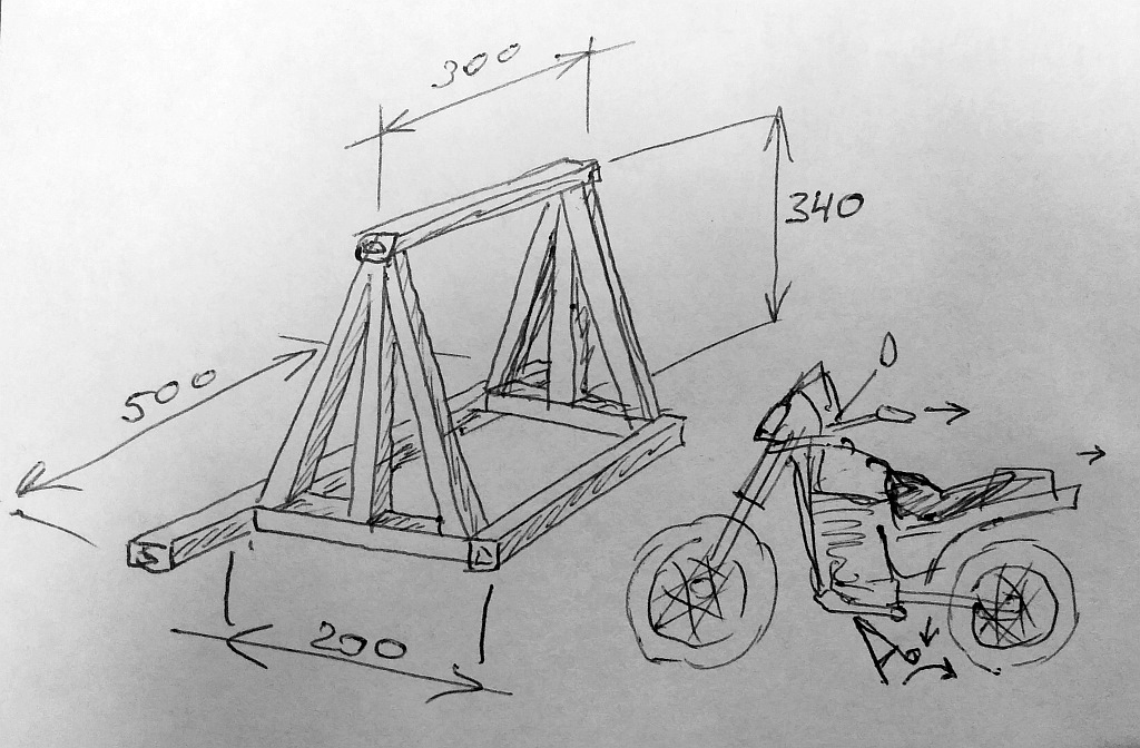 Подставка под кроссовый мотоцикл в прицеп чертеж