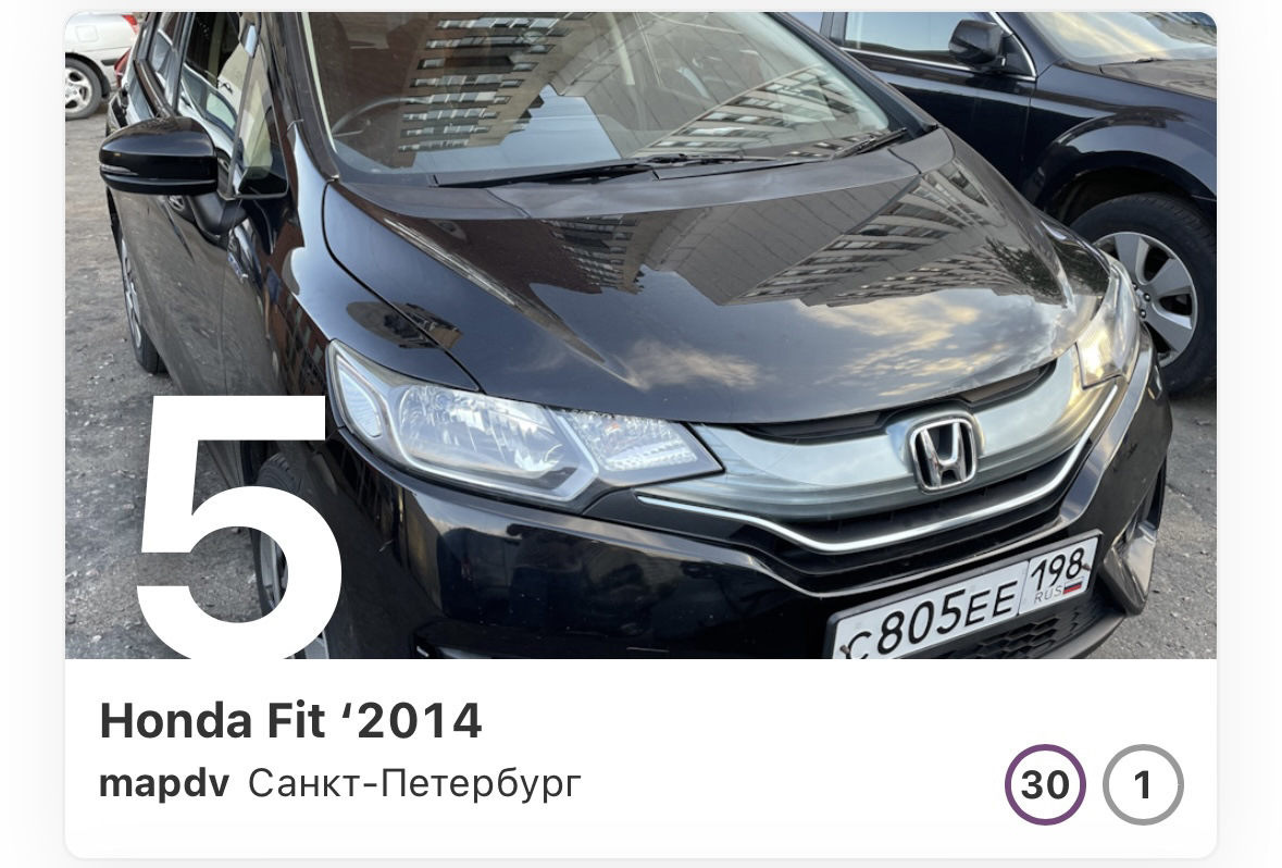 ТОП Honda FIT 3G в Питере. 5 место среди Honda FIT 3G — Honda Fit (3G), 1,5  л, 2014 года | рейтинг и продвижение | DRIVE2