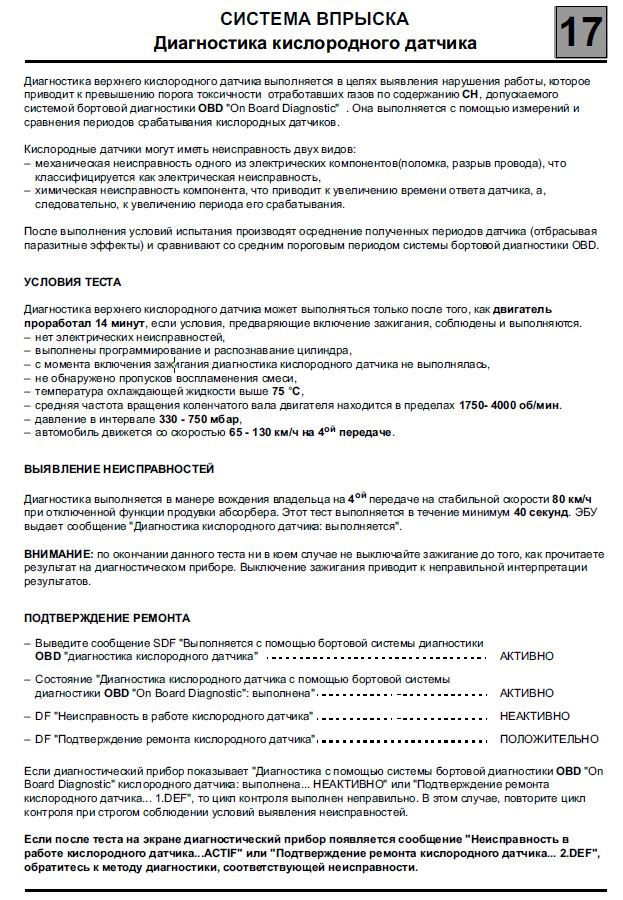 Правильная диагностика лямбда-зонда. Методичка от Renault. — Renault ...