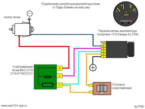 схема отопителя ваз 2101