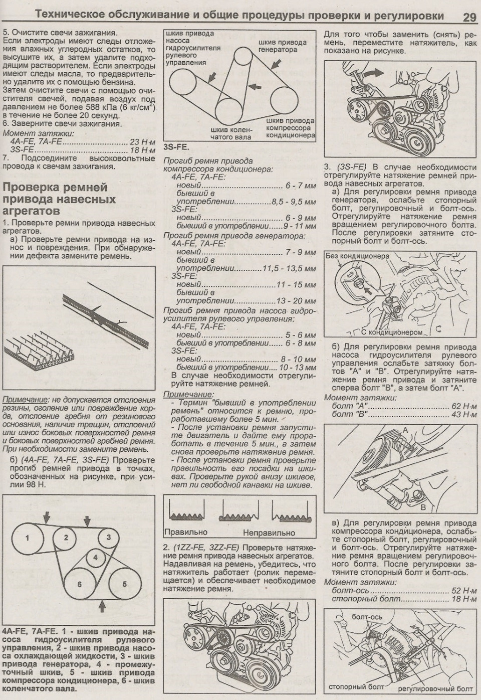 Схема ремня генератора 1zz