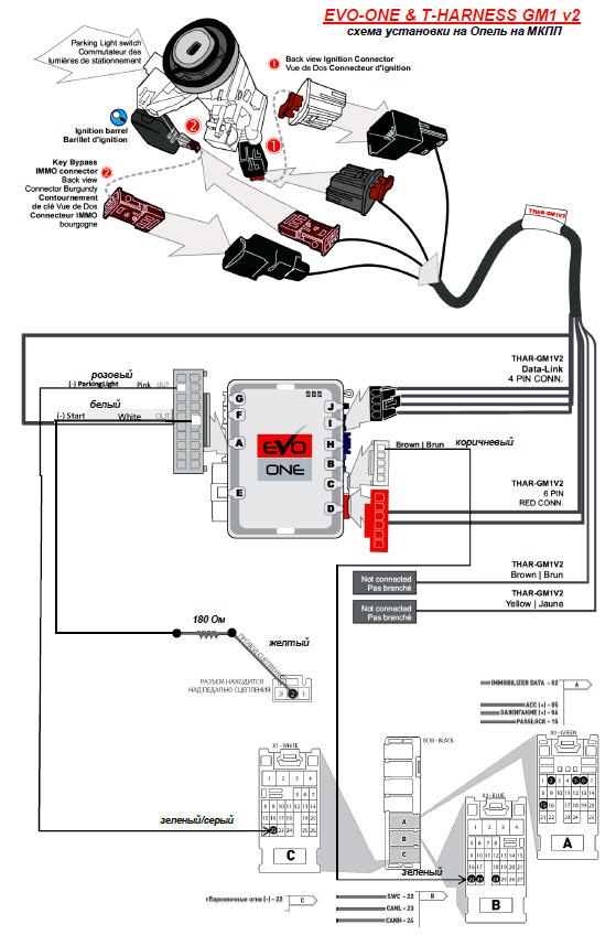 Схема Монтажа Fortin EVO-ONE & T-HARNESS GM1 V2 На МКПП — Opel.