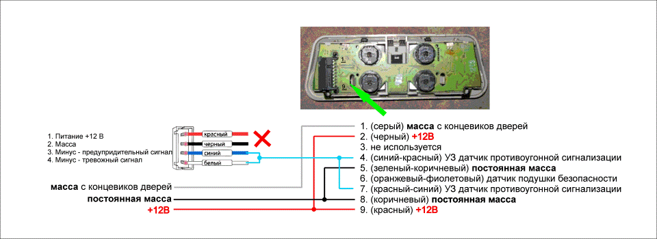 Схема подключения плафона освещения салона приора люкс