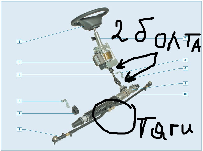 Рейка рулевая приора схема