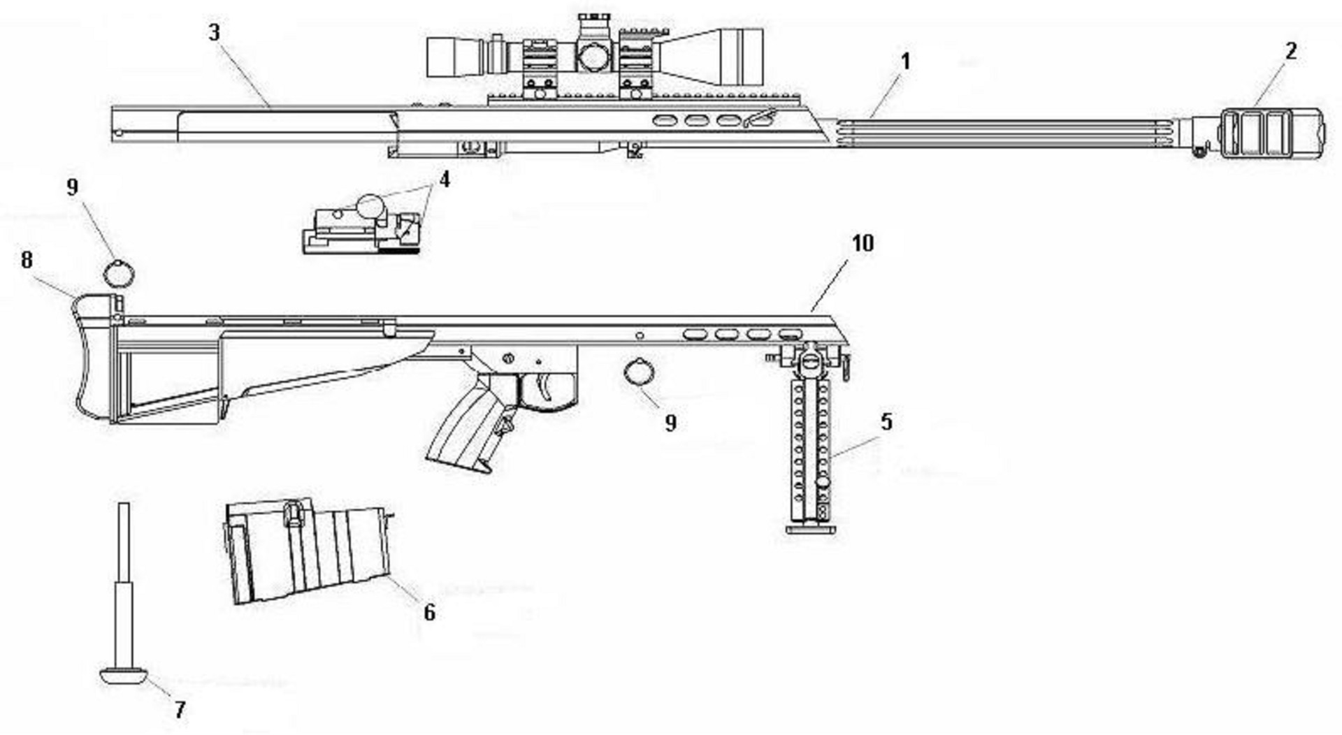 Чертеж винтовки снайперской винтовки