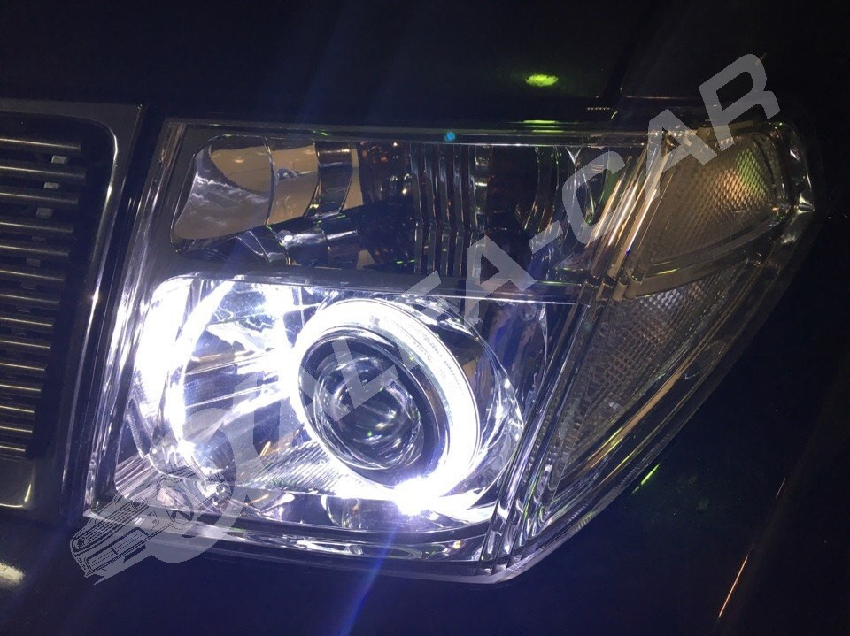 Nissan Pathfinder. Hella 3R + Ангельские глазки BMW-Style — Alfa-Car на ...