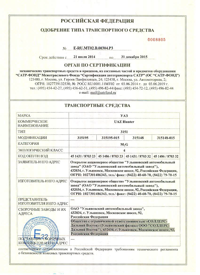 Одобрения типа уаз. Одобрения типа уаз. Одобрения типа уаз. Одобрения типа уаз. Оттс для уаз пикап 2011 года.