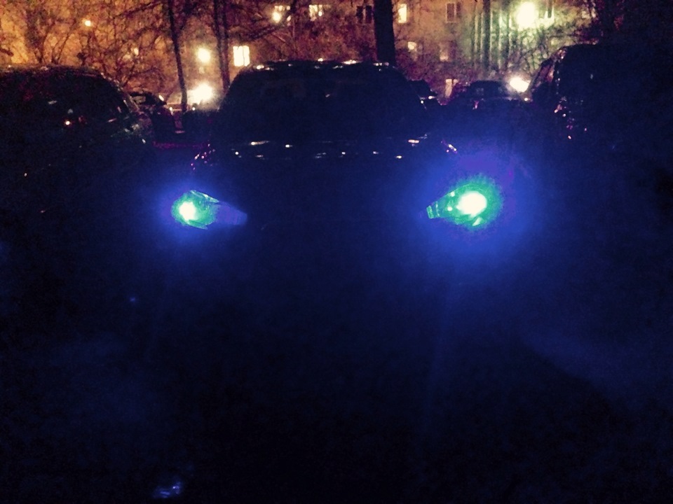 Установка синих ламп в габариты. — Mitsubishi Lancer X, 2012 года ...