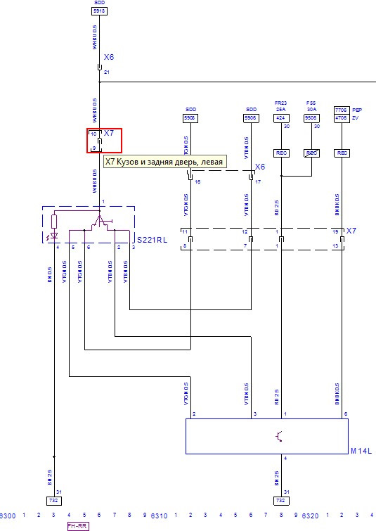 Схема проводки задней двери опель астра h