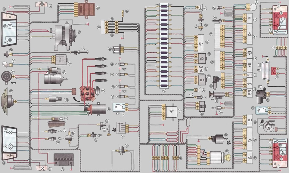 Схема электрооборудования автомобиля ЗАЗ - 1102 «Таврия»