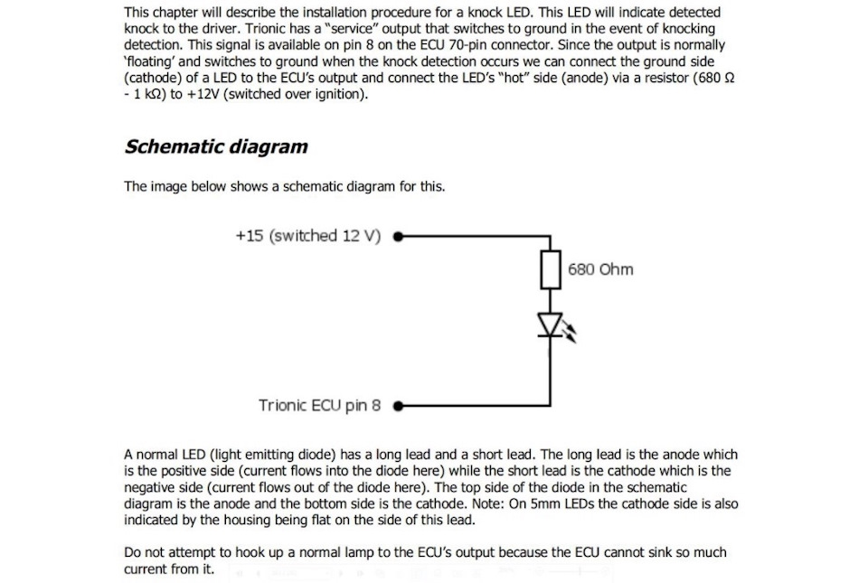 Схема подключения светодиодного индикатора детонации Trionic T5 — DRIVE2
