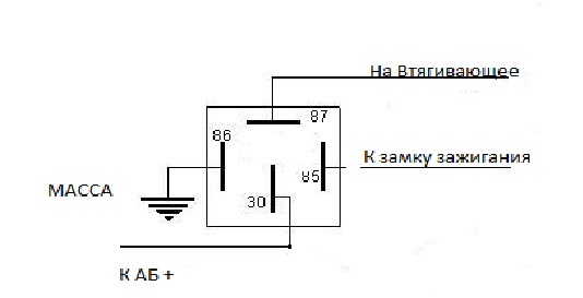 Реле стартера схема подключения 5 контактов