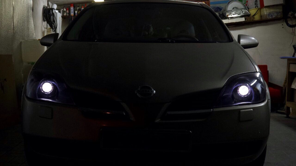Nissan Primera тюнинг фар / установка линз / установка ксенона / установка дхо -