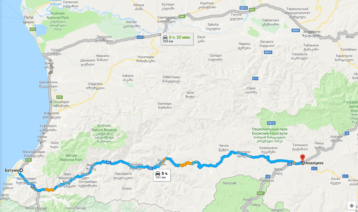 Карта грузии батуми на русском языке