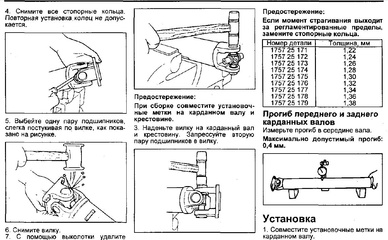 Замена крестовины карданного вала технологическая карта